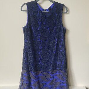 Vera Wang Royal Blue & Black Lace Dress